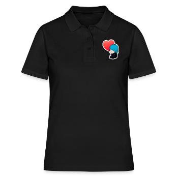 Frau mit blauen Haaren und Herz Chibi Manga Weg - Frauen Polo Shirt - Schwarz - Vorne - Ailine (174cm)