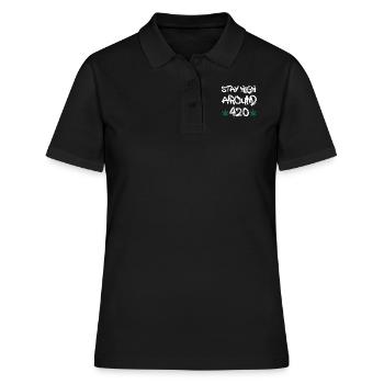 MARIHUANA SMOKE 420 CANNABIS WEED HANF DESIGN - Frauen Polo Shirt - Schwarz - Vorne - Ailine (174cm)