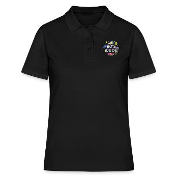 80's Dude Achtziger Mann - Frauen Polo Shirt - Schwarz - Vorne - Ailine (174cm)