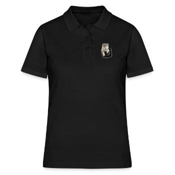 Mignon loup gris dans Pocket Funny Wolves Graphic - Polo Femme - noir - Devant - Ailine (174cm)