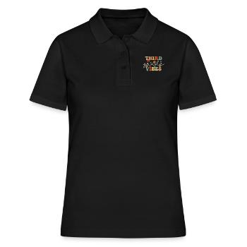 Troisième année Vibes Troisième année Équipe Rétro 100 - Polo Femme - noir - Devant - Ailine (174cm)