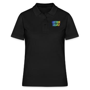 Unicorn Squad Regenbogen - Frauen Polo Shirt - Schwarz - Vorne - Ailine (174cm)