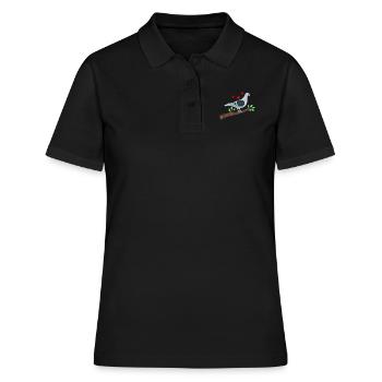Taube auf einem Ast mit Herz - Frauen Polo Shirt - Schwarz - Vorne - Ailine (174cm)