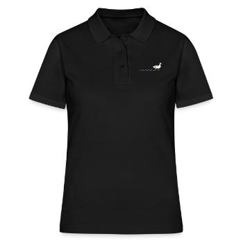 Joli canard dandiné, empreinte de patte, nature - Polo Femme - noir - Devant - Ailine (174cm)