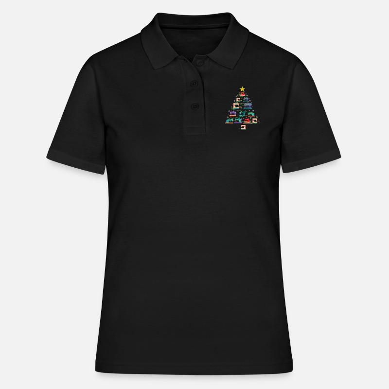 Cadeau de quilter d'arbre de Noël de machine à coudre de Noël - Polo Femme - noir