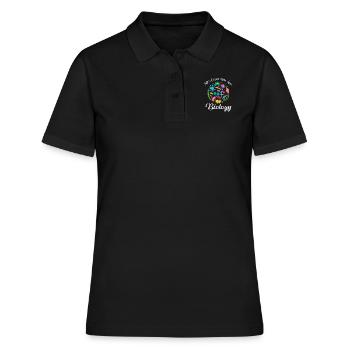 ust une fille qui aime la biologie / cadeau de biologiste - Polo Femme - noir - Devant - Ailine (174cm)