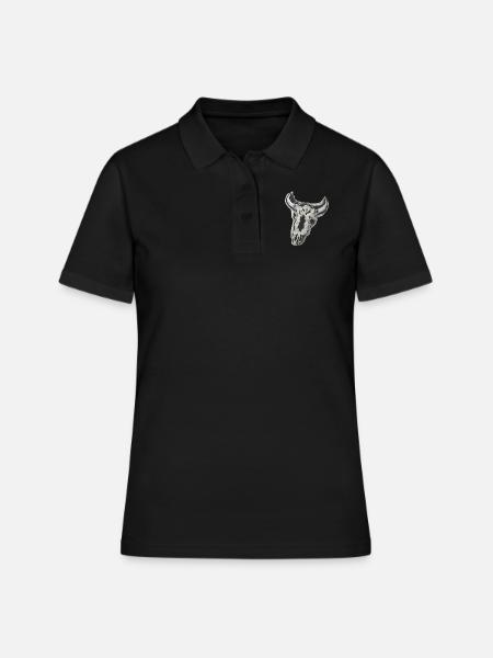 TOMZOFF Bull Skull - Frauen Polo Shirt - Schwarz