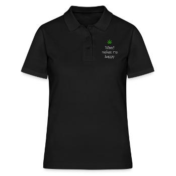 weed macht mich glücklich Cannabis Marihuana - Frauen Polo Shirt - Schwarz - Vorne - Ailine (174cm)