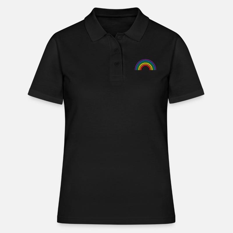 Rainbow Multi-Colour Lines - Women's Polo Shirt - black