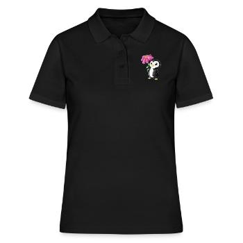 Putziger Comic Pinguin - Frauen Polo Shirt - Schwarz - Vorne - Ailine (174cm)
