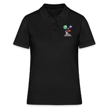 Moon landing Planet Switzerland Flag Astronaut - Women's Polo Shirt - black - Front - Ailine (174cm)