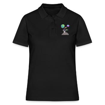 Moon Landing Planet Sweden Flag Astronaut - Women's Polo Shirt - black - Front - Ailine (174cm)
