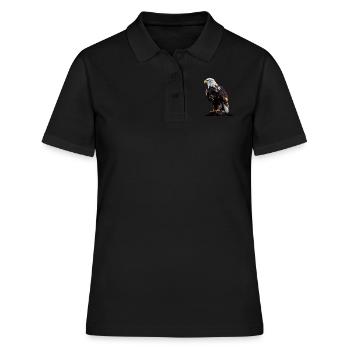 Conception polygonale cool avec un pygargue à tête blanche - Polo Femme - noir - Devant - Ailine (174cm)