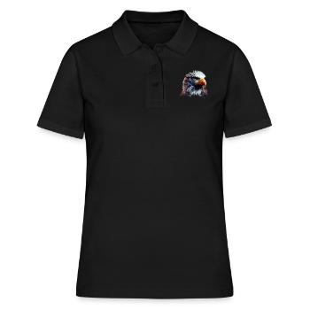 Conception polygonale cool avec un pygargue à tête blanche - Polo Femme - noir - Devant - Ailine (174cm)