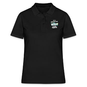 Zahn Zähne Zahnarzt Zahnmedizinische Angestellte - Frauen Polo Shirt - Schwarz - Vorne - Ailine (174cm)