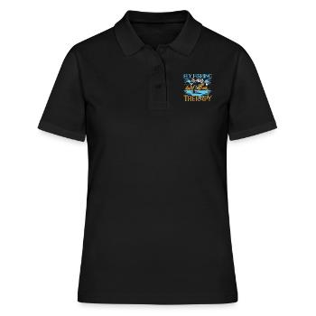 Flyfishing is my Therapy Fliegenangeln Fischjagd - Frauen Polo Shirt - Schwarz - Vorne - Ailine (174cm)