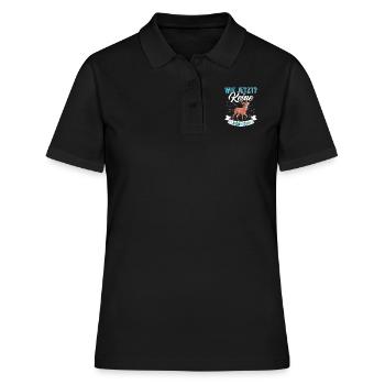 Wie Jetzt? Keine Lederhose Trachten - Frauen Polo Shirt - Schwarz - Vorne - Ailine (174cm)