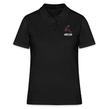 Rot kariertes RentierSister Christmas Xmas - Frauen Polo Shirt - Schwarz - Vorne - Ailine (174cm)