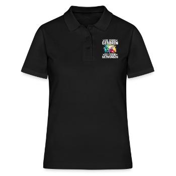 Video Spieler Zum Zocken Geboren Zur Arbeit - Frauen Polo Shirt - Schwarz - Vorne - Ailine (174cm)