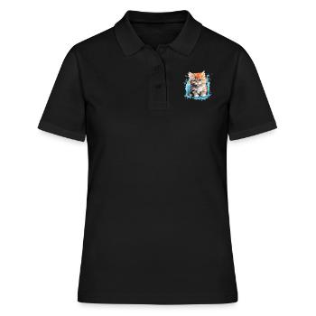 Persian Cat Perser Katze - Frauen Polo Shirt - Schwarz - Vorne - Ailine (174cm)