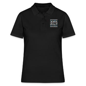 Happy Hanukcat Hanukkah Jewish Ugly Christmas Cat - Frauen Polo Shirt - Schwarz - Vorne - Ailine (174cm)