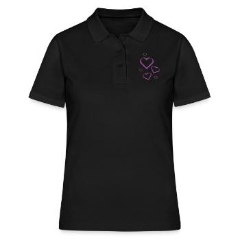 Coeur Violet Violet Coeur Motif Violet - Polo Femme - noir - Devant - Ailine (174cm)