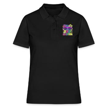 90s The Best Time - 90er Mottoparty - Frauen Polo Shirt - Schwarz - Vorne - Ailine (174cm)