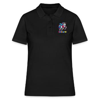 80s Achtziger Einhorn Eighticorn - Frauen Polo Shirt - Schwarz - Vorne - Ailine (174cm)