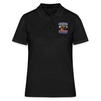 Ridgeback Hund STARKE FRAUEN UND RIDGEBACKS TEAM - Frauen Polo Shirt - Schwarz - Vorne - Ailine (174cm)