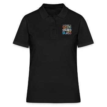 Lustiger Buntglas-künstler - Frauen Polo Shirt - Schwarz - Vorne - Ailine (174cm)