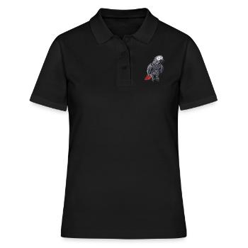 Graupapageien Graupapagei - Frauen Polo Shirt - Schwarz - Vorne - Ailine (174cm)