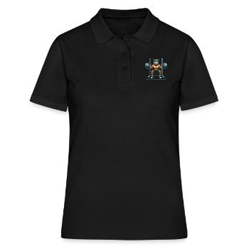 Ours fort accroupi dans le gymnase - Polo Femme - noir - Devant - Ailine (174cm)