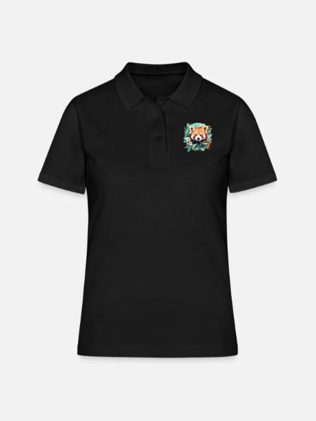 Panda roux Petits pandas Petit panda roux - Polo Femme - noir