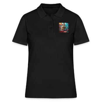 Kaninchen - Frauen Polo Shirt - Schwarz - Vorne - Ailine (174cm)