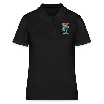 HECHT ANGELN IST MEIN LEBEN Angler Outfit Hecht - Frauen Polo Shirt - Schwarz - Vorne - Ailine (174cm)