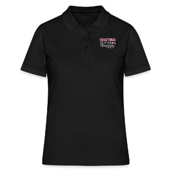Basteln ist meine Therapie Lustiges Basteln Häkeln - Frauen Polo Shirt - Schwarz - Vorne - Ailine (174cm)