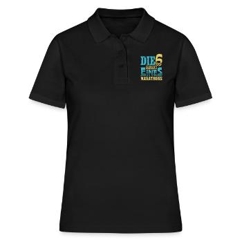 Läufer DIE 6 STUFEN EINES MARATHONS Laufen Lustig - Frauen Polo Shirt - Schwarz - Vorne - Ailine (174cm)