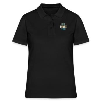 Gott liebt dich christliches Motiv - Frauen Polo Shirt - Schwarz - Vorne - Ailine (174cm)