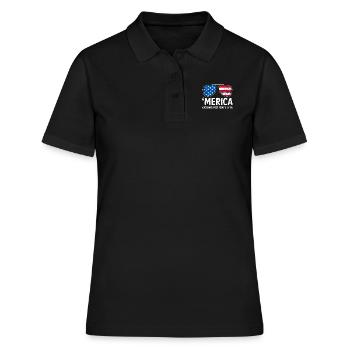 Merica Kicking Ass Since 1776 American USA Flag - Women's Polo Shirt - black - Front - Ailine (174cm)