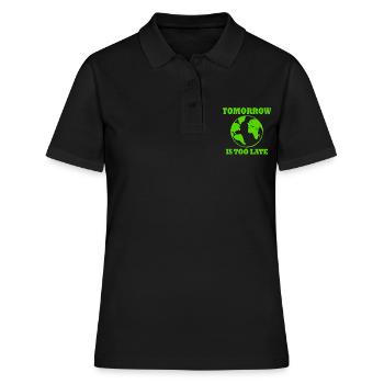 Tomorrow is too late - Frauen Polo Shirt - Schwarz - Vorne - Ailine (174cm)