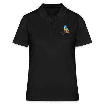 Chat sur la Voie Lactée Vintage Univers Étoiles - Polo Femme - noir - Devant - Ailine (174cm)