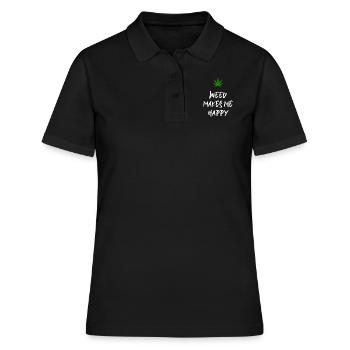 weed macht mich glücklich Cannabis Marihuana - Frauen Polo Shirt - Schwarz - Vorne - Ailine (174cm)