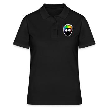 Schockiert mit großen Augen : Sticky Queer Pride - Frauen Polo Shirt - Schwarz - Vorne - Ailine (174cm)