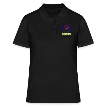 Flower Power Illustration Audacieux Bleu Violet Mutant - Polo Femme - noir - Devant - Ailine (174cm)