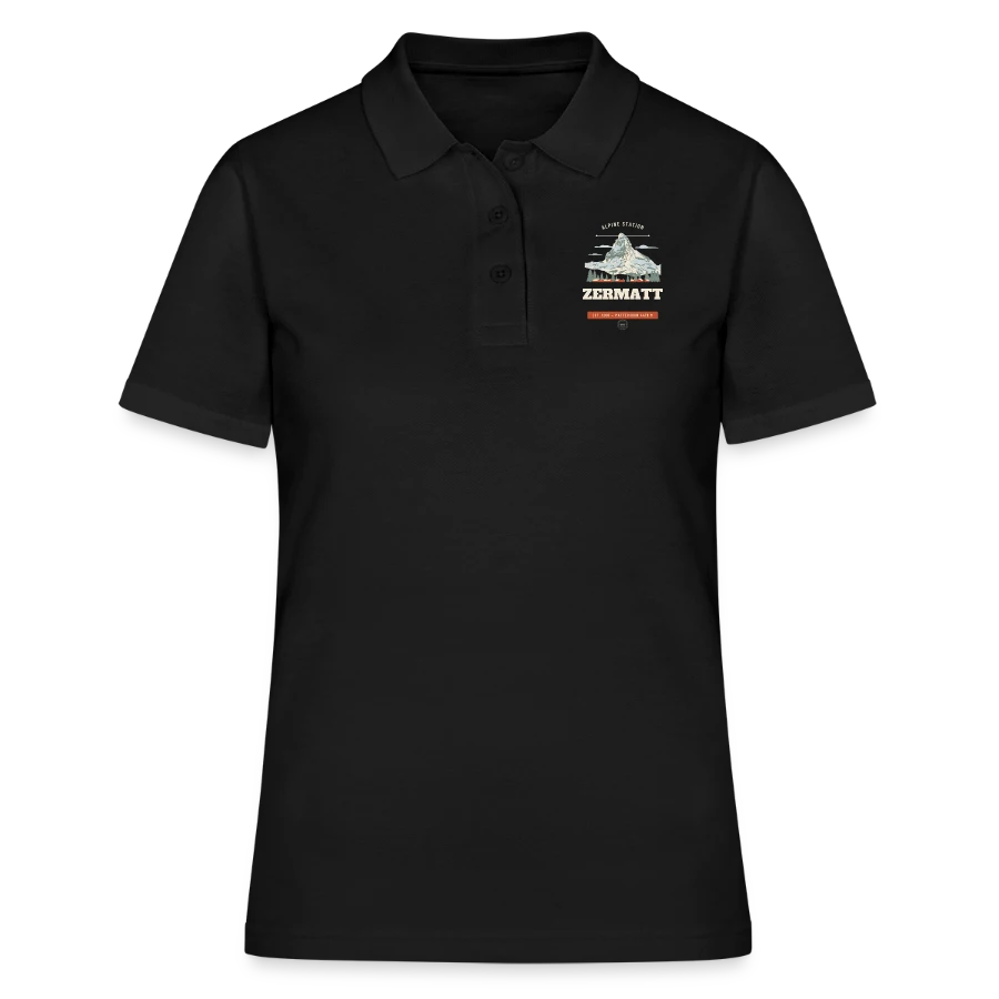 Zermatt badge on a women's polo shirt, black