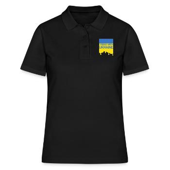 Ich stehe an der Seite der Ukraine mit der Unterstützung der Ukraine Ukrain - Frauen Polo Shirt - Schwarz - Vorne - Ailine (174cm)