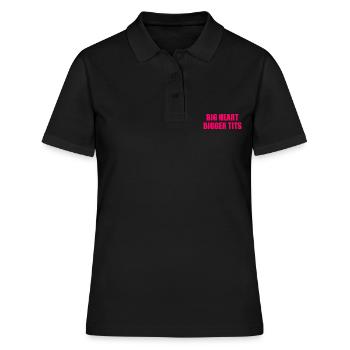 big heart bigger tits - Frauen Polo Shirt - Schwarz - Vorne - Ailine (174cm)