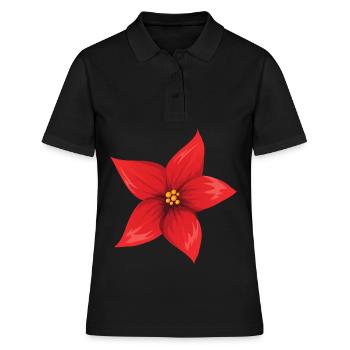 Blume Rot - Frauen Polo Shirt - Schwarz - Vorne - Ailine (174cm)