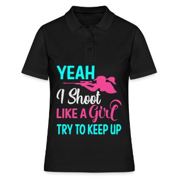 Shooting Girl - Frauen Polo Shirt - Schwarz - Vorne - Ailine (174cm)