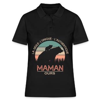 maman ours cadeau t shirt maman ours authentique - Polo Femme - noir - Devant - Ailine (174cm)